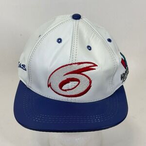 Vintage Mark Martin Valvoline 6 Roush Racing Leather Hat JH Design USA Made Blue